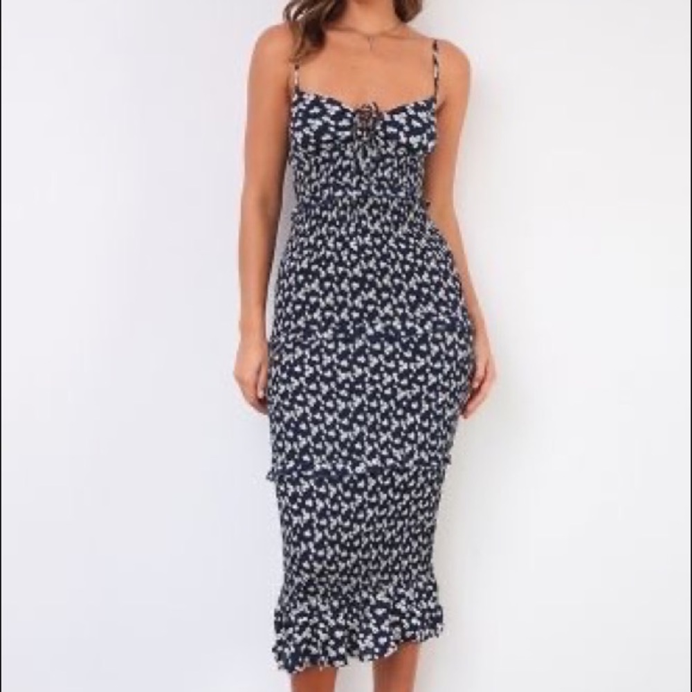 Stelly Clairo Midi Dress-Navy Floral